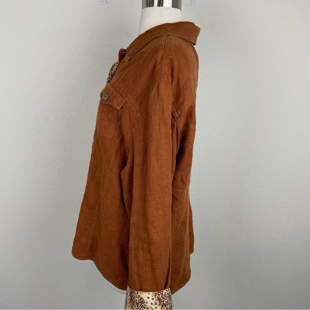 Chico's Brown Linen Button Jacket 3 - image 5